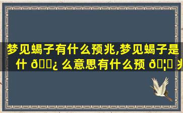 梦见蝎子有什么预兆,梦见蝎子是什 🌿 么意思有什么预 🦅 兆